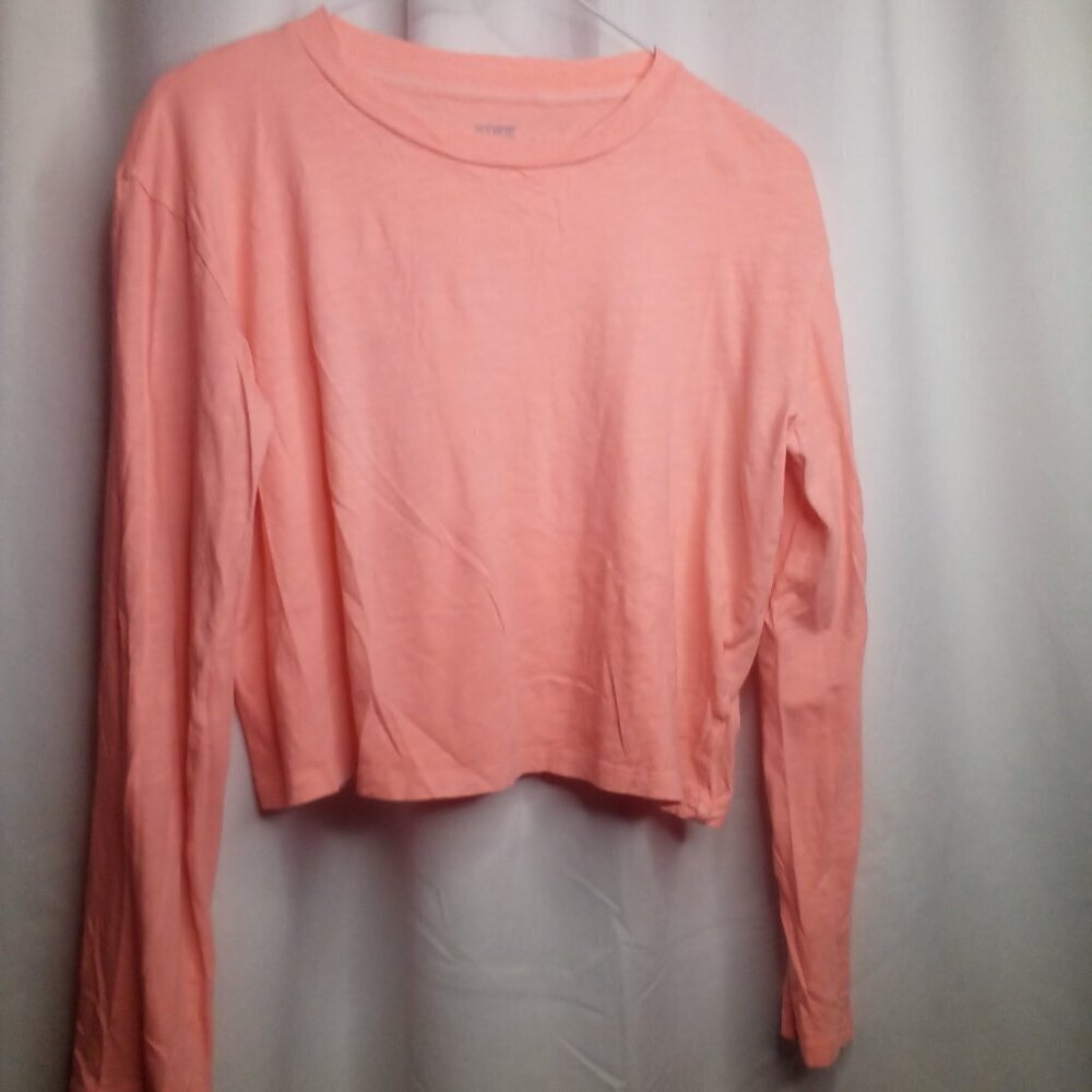 Pink Victoria's Secret Shirt S Women Cropped Long Sleeve Peach Orange